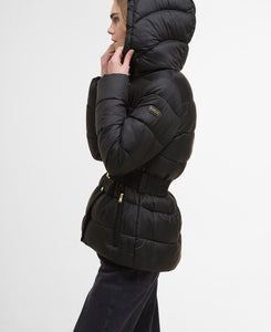 Black Short Track Line Puffer Jacket