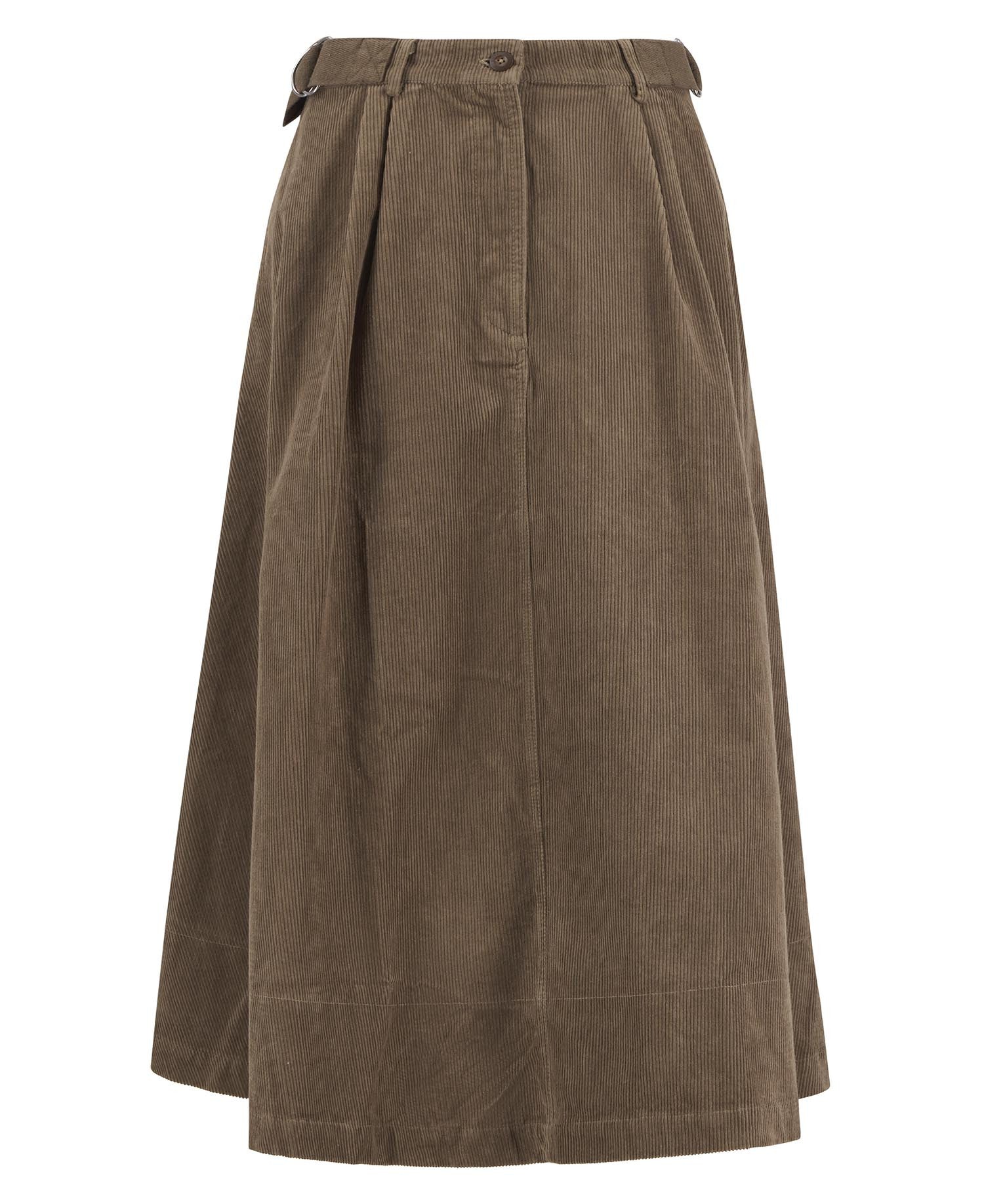 Camel Corduroy Midi Skirt