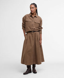 Camel Corduroy Midi Skirt