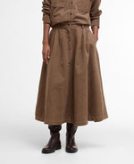 Load image into Gallery viewer, Camel Corduroy Midi Skirt

