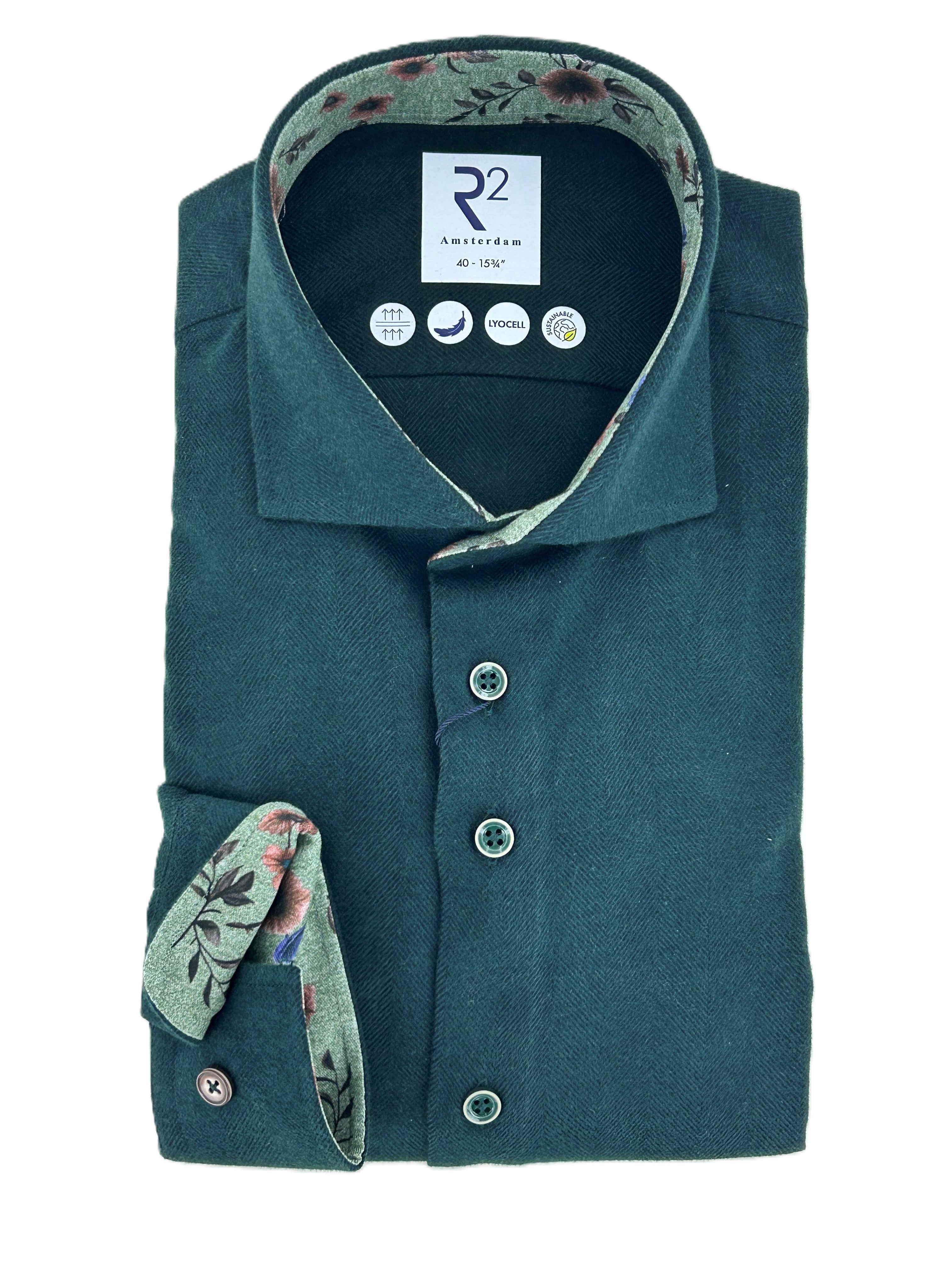 Green Herringbone Shirt