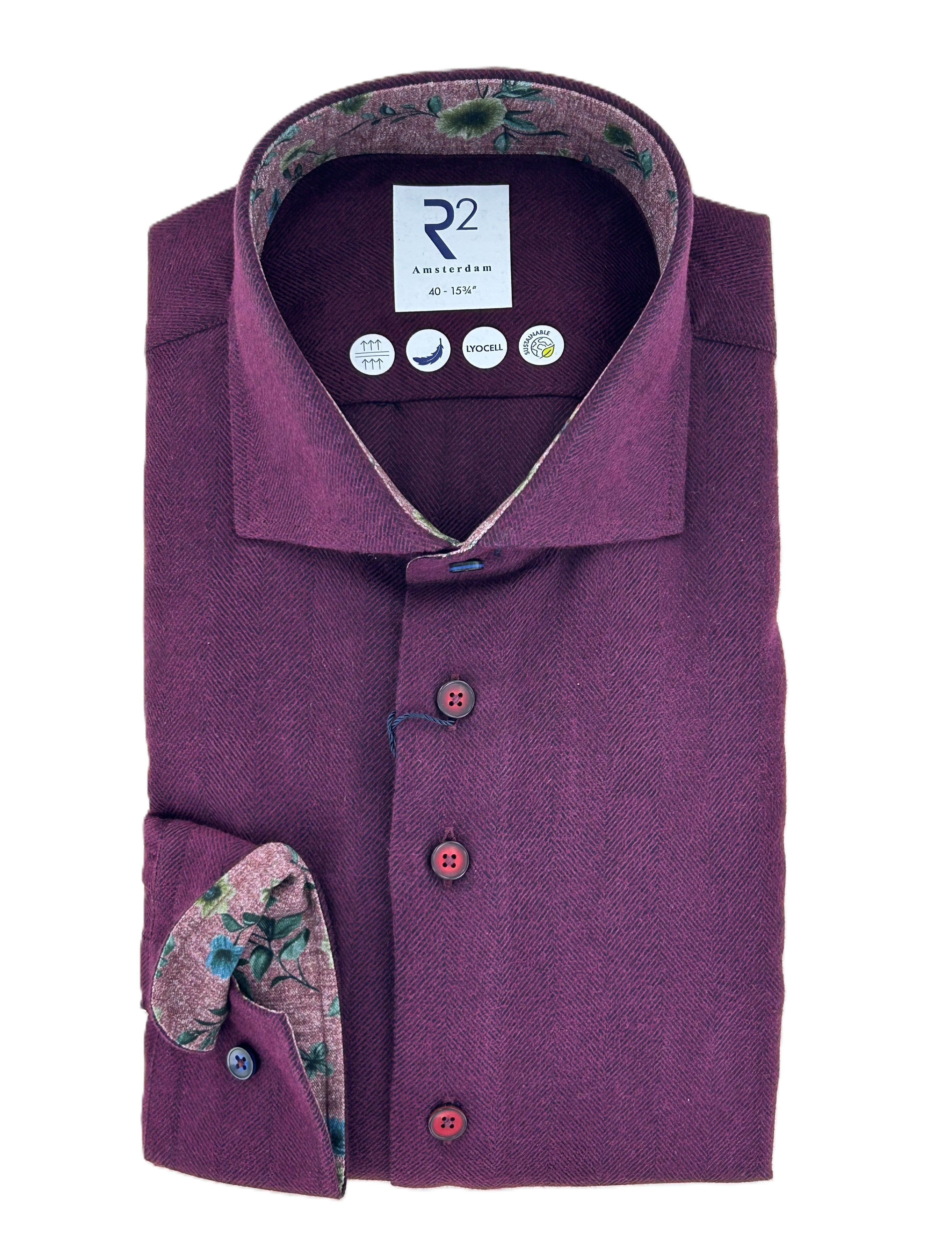 Wine Herringbone Shirt