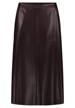 Load image into Gallery viewer, Chocolate Faux Leather Skirt -CHOCOLATE
