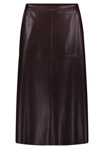 Chocolate Faux Leather Skirt -CHOCOLATE