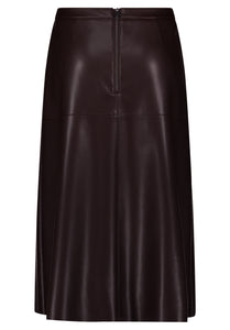 Chocolate Faux Leather Skirt -CHOCOLATE
