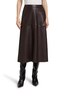 Chocolate Faux Leather Skirt -CHOCOLATE