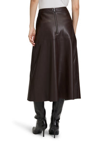 Chocolate Faux Leather Skirt -CHOCOLATE