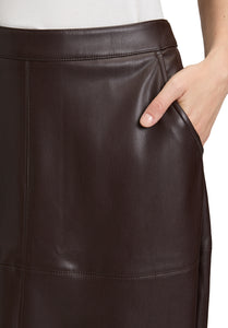 Chocolate Faux Leather Skirt -CHOCOLATE