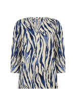 Load image into Gallery viewer, Blue Animal Print Blouse
