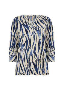 Blue Animal Print Blouse