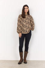 Load image into Gallery viewer, Brown Animal Print Blouse
