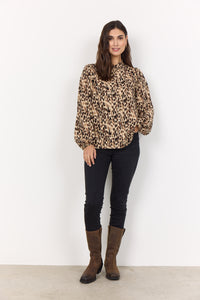 Brown Animal Print Blouse
