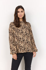 Load image into Gallery viewer, Brown Animal Print Blouse
