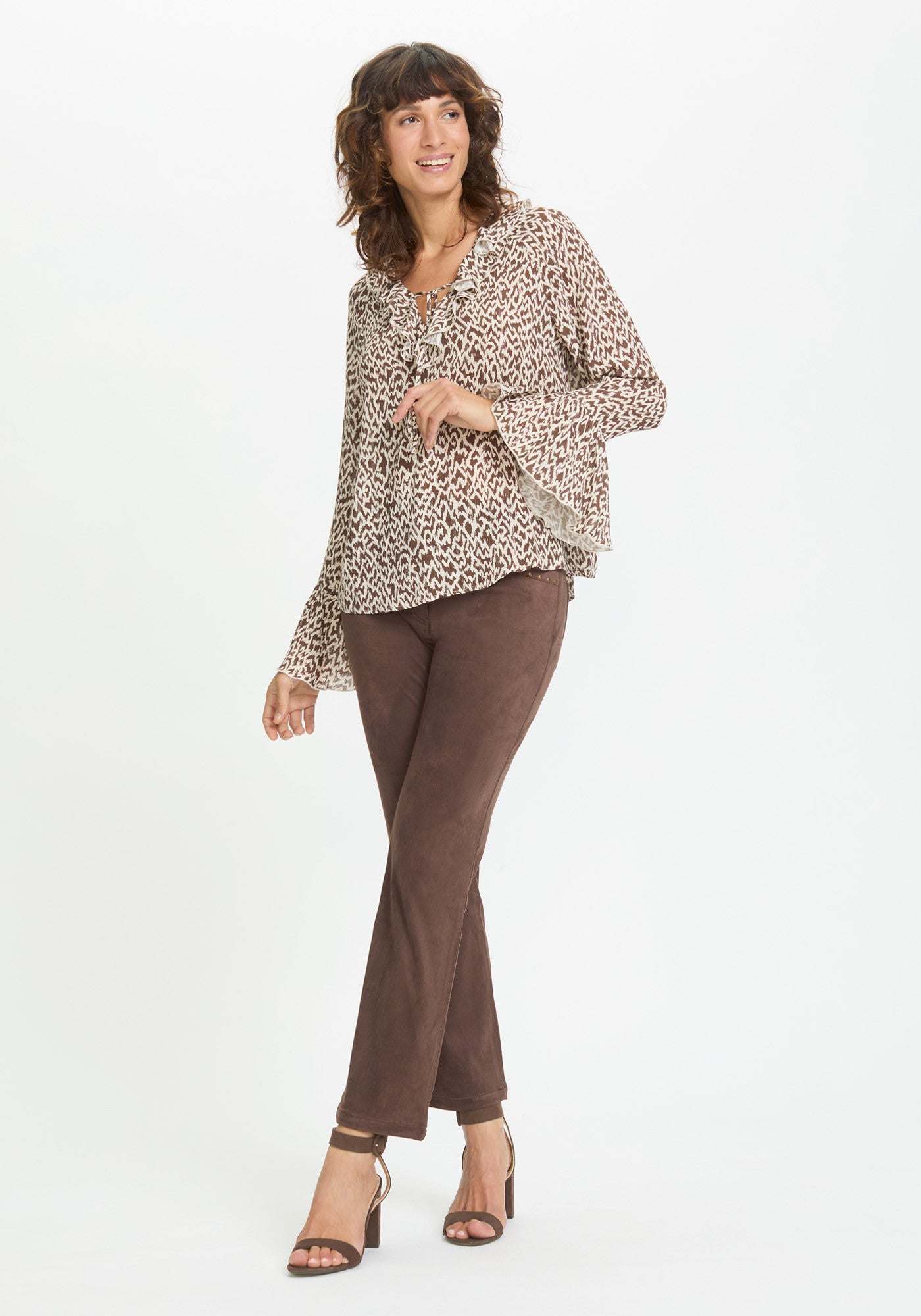 Brown Ruffle Blouse