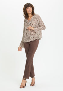 Brown Ruffle Blouse