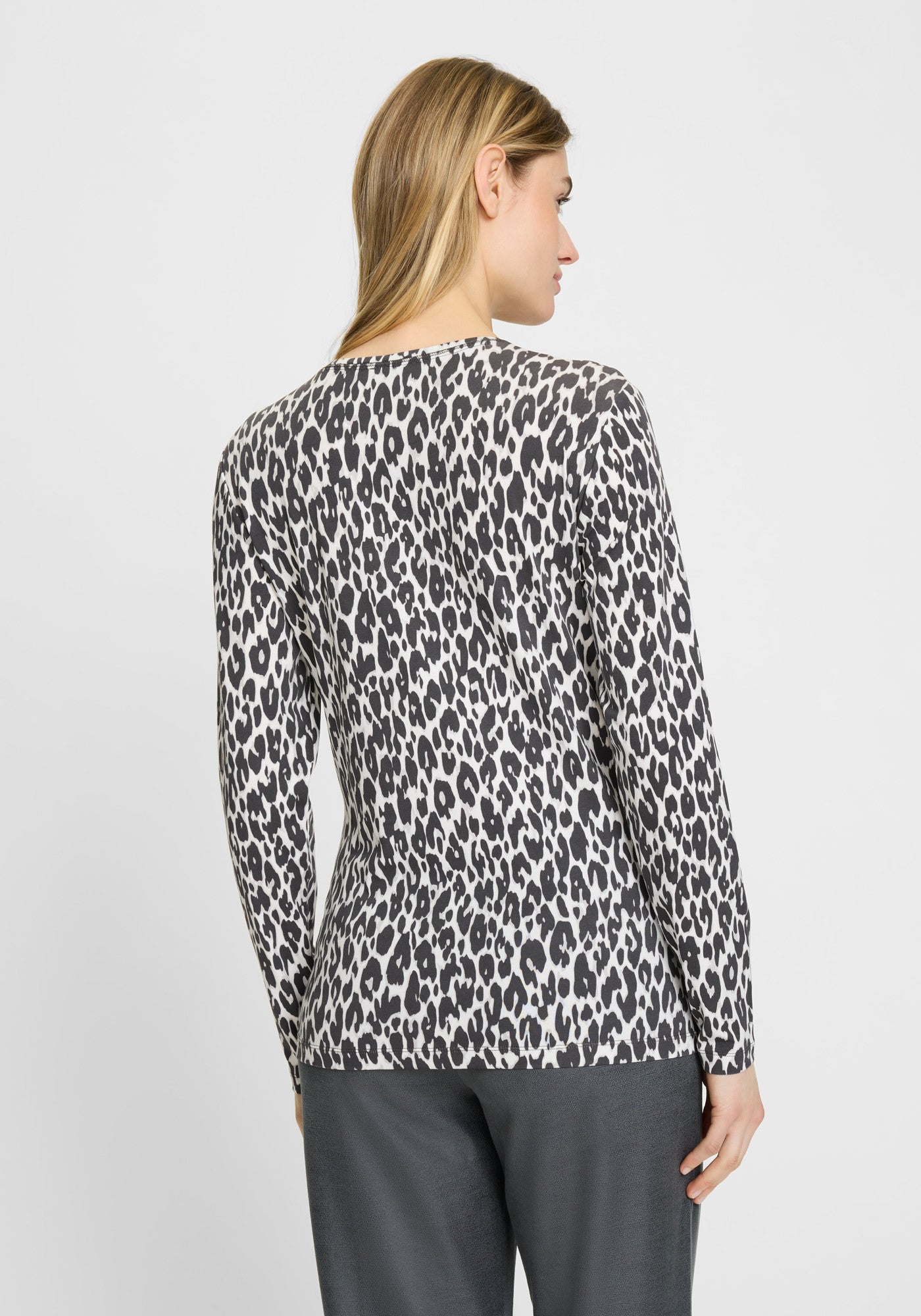 Grey Animal Print Top