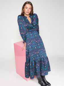 Navy Insect Maxi Dress
