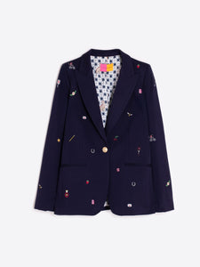 Navy Embroidered Blazer