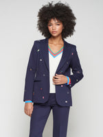Load image into Gallery viewer, Navy Embroidered Blazer
