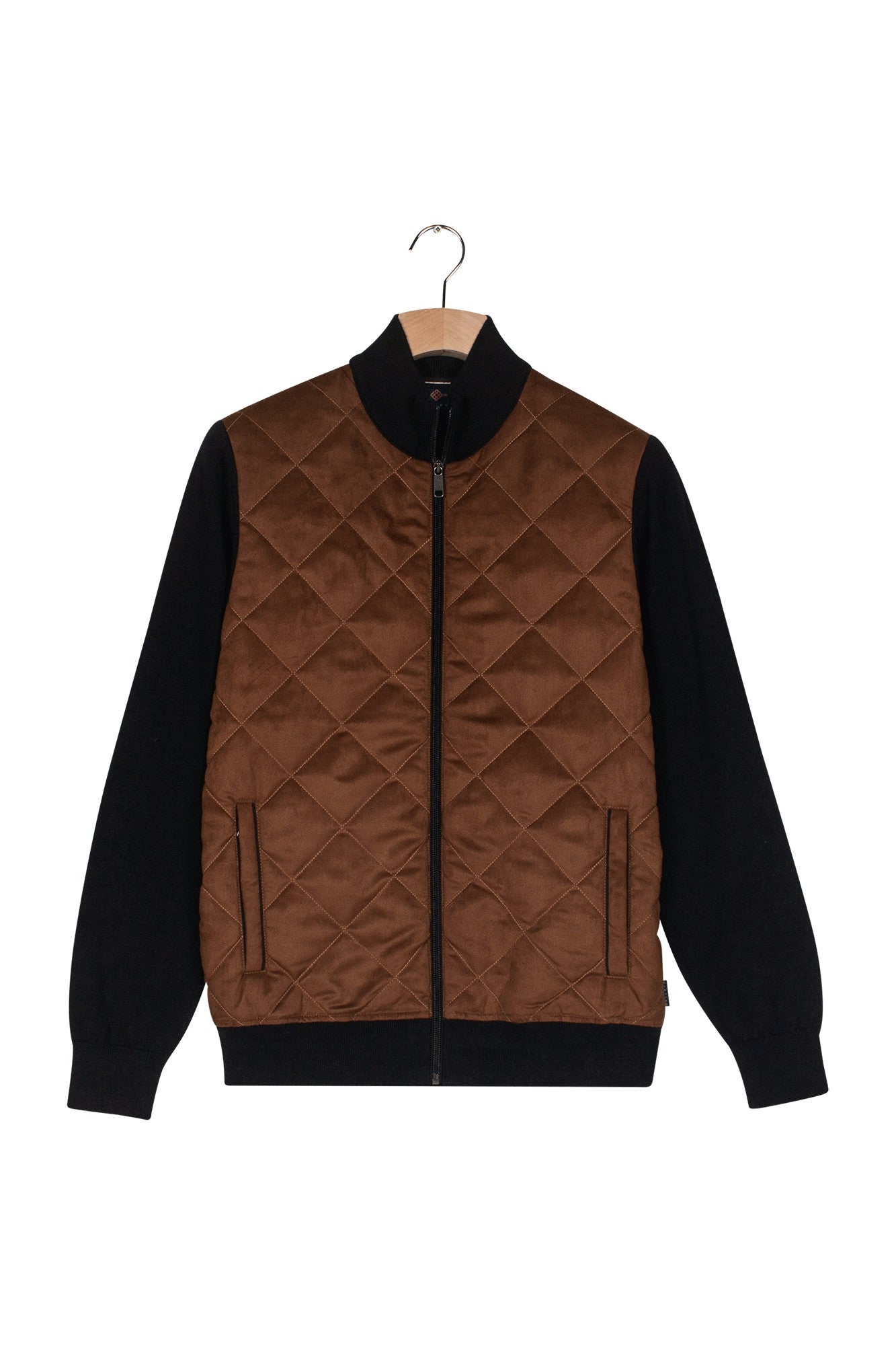 Navy Zip Quilted Cardigan