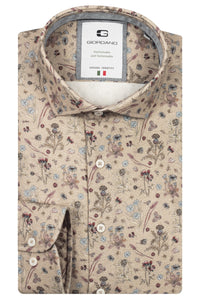 Brown Botanical Print Shirt