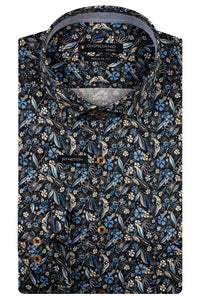 Navy Flower Print Shirt