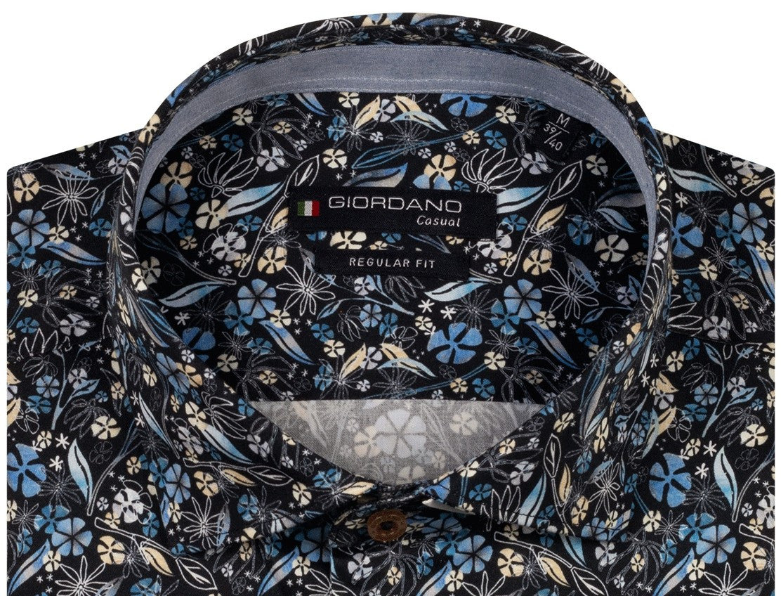 Navy Flower Print Shirt