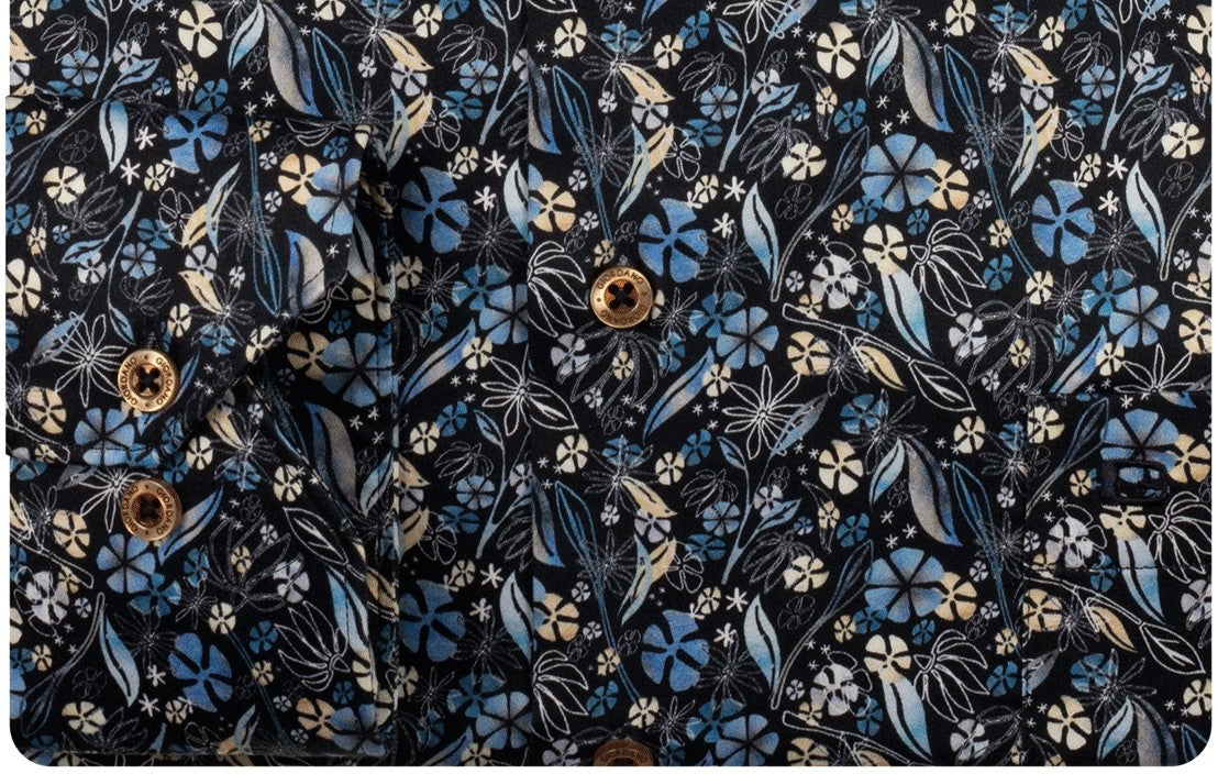 Navy Flower Print Shirt