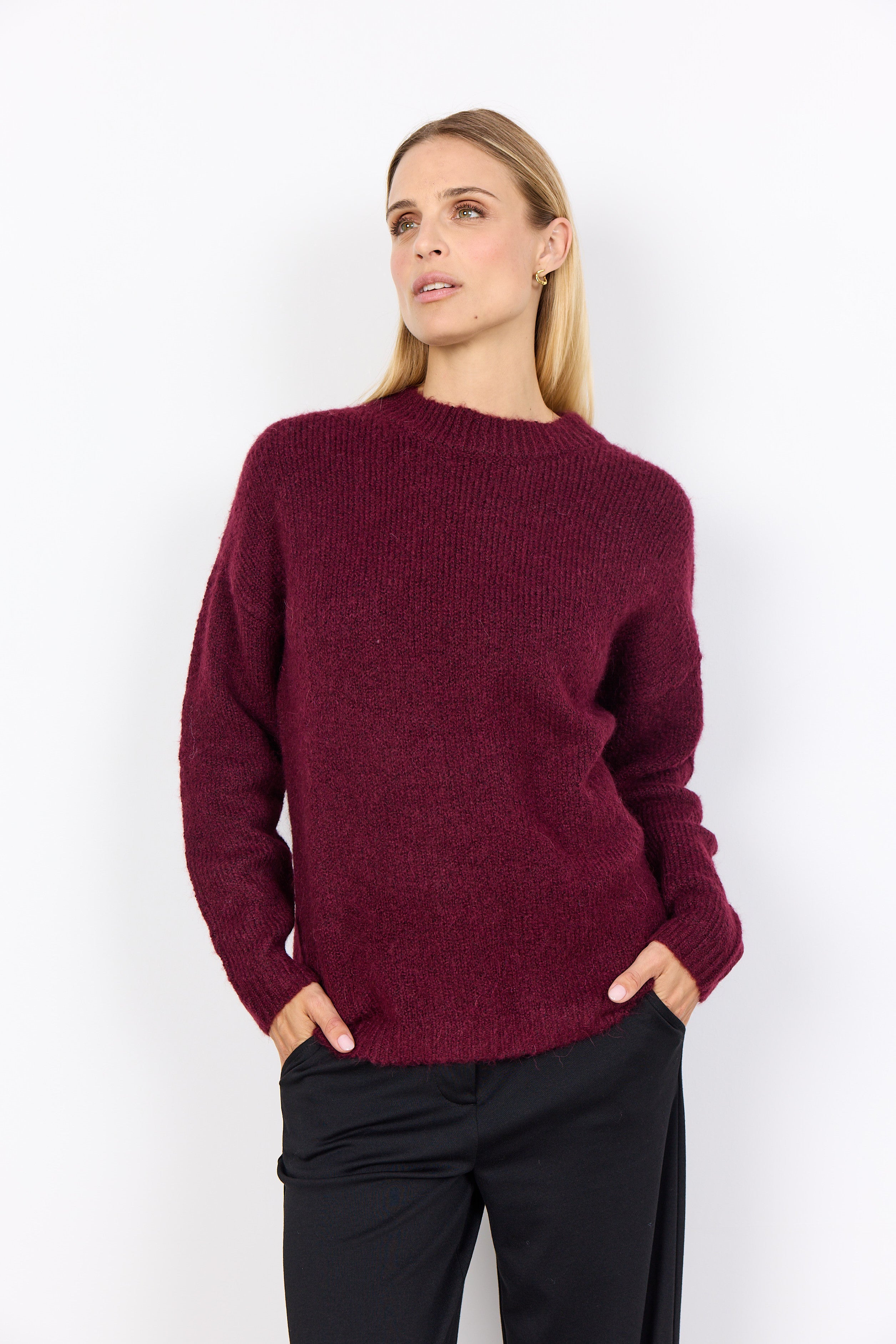 Burgundy Crew Neck Jumper