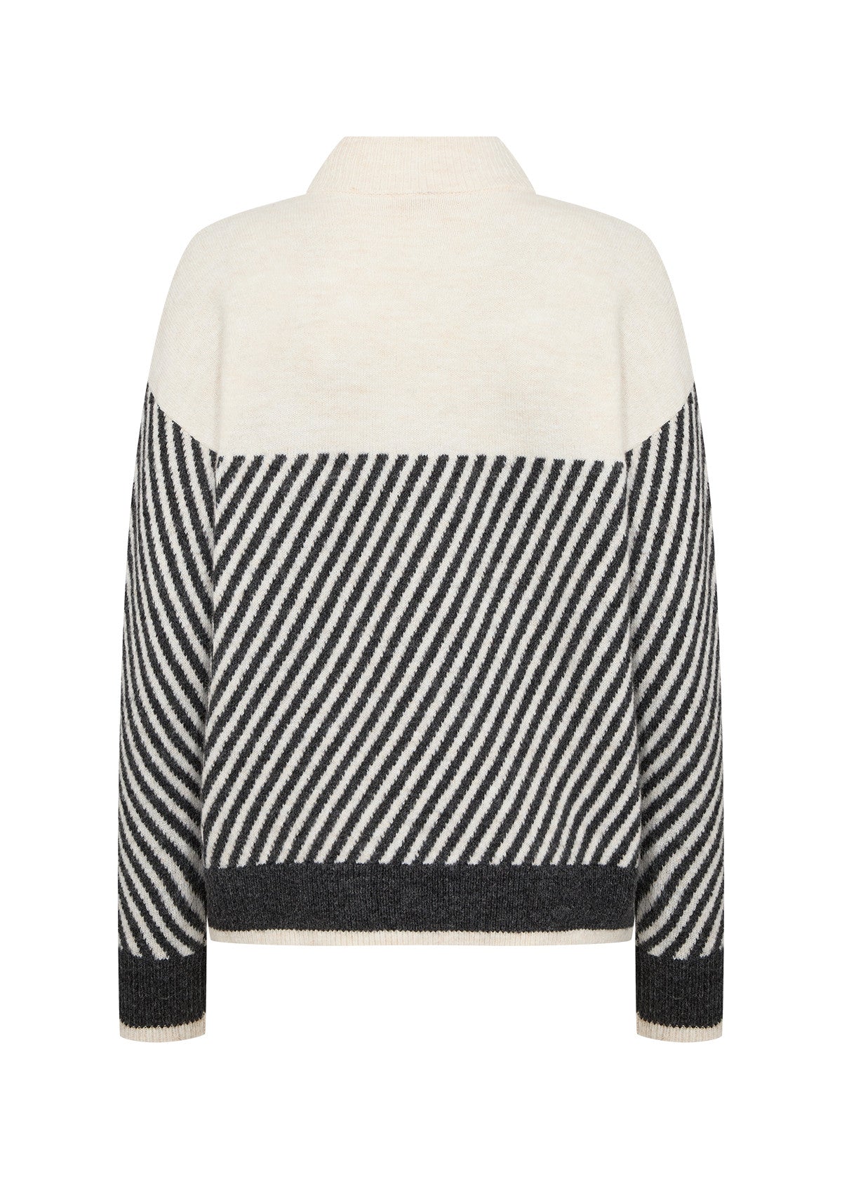 Cream High Neck Stripe Jumper