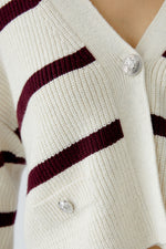 Load image into Gallery viewer, Burgundy Stripe Cardingan
