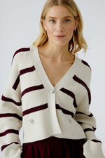 Load image into Gallery viewer, Burgundy Stripe Cardingan
