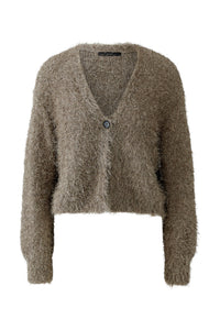 Taupe Furry Knit Cardigan