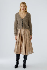 Taupe Furry Knit Cardigan