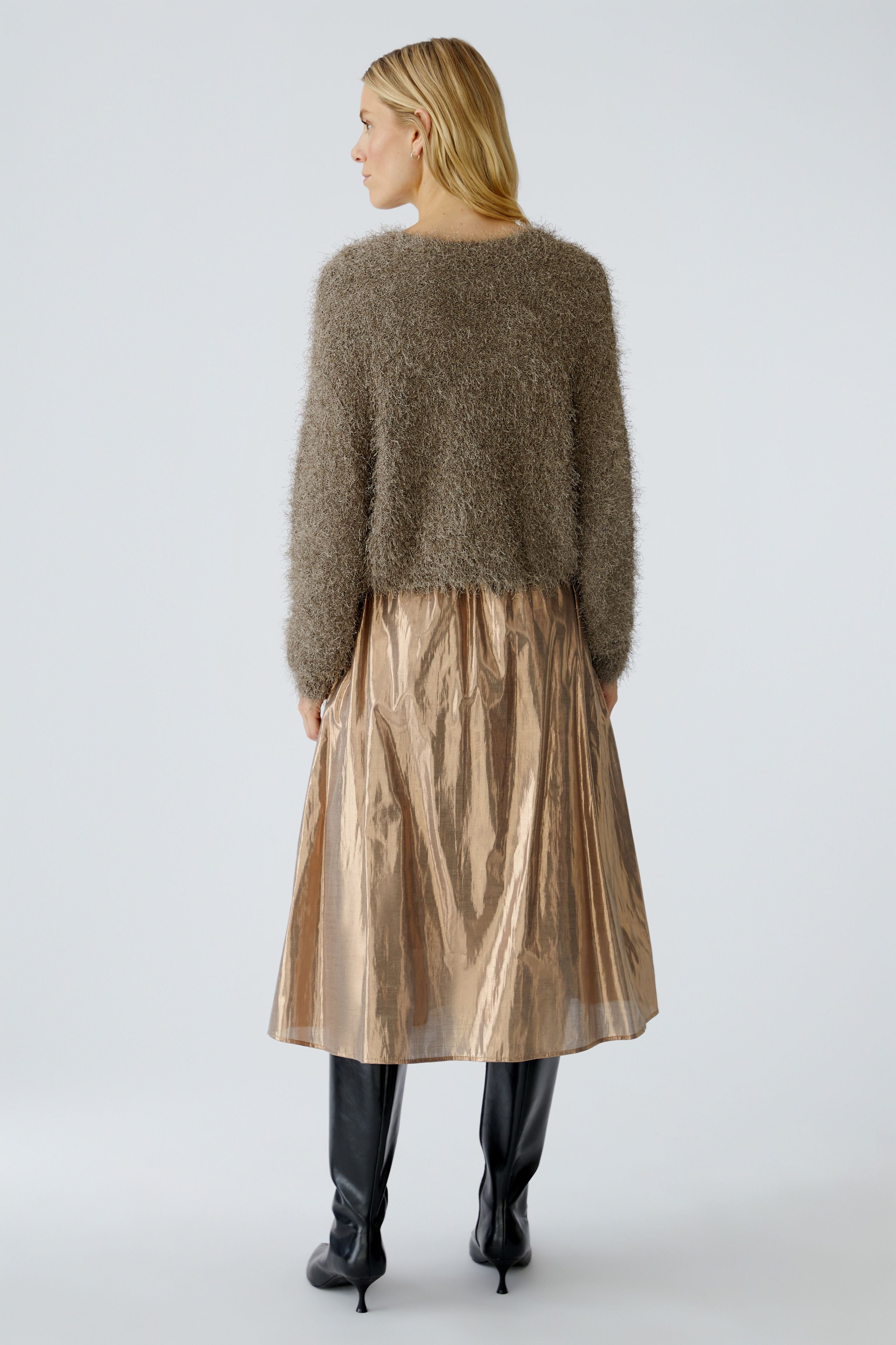 Taupe Furry Knit Cardigan