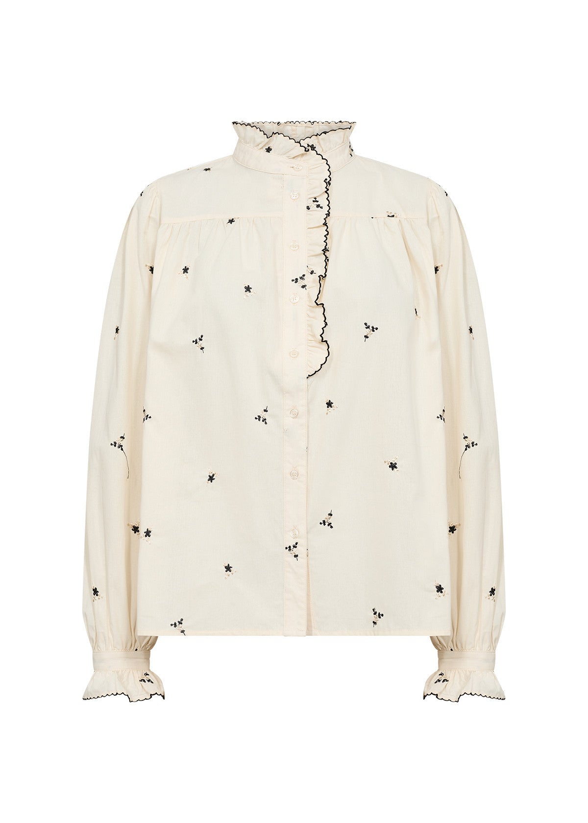 Cream Embroidered Floral Shirt