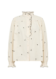 Cream Embroidered Floral Shirt