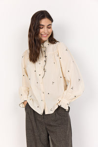 Cream Embroidered Floral Shirt