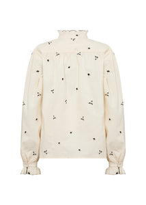 Cream Embroidered Floral Shirt