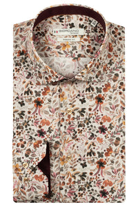 Brown Luxury Flower Print Shirt