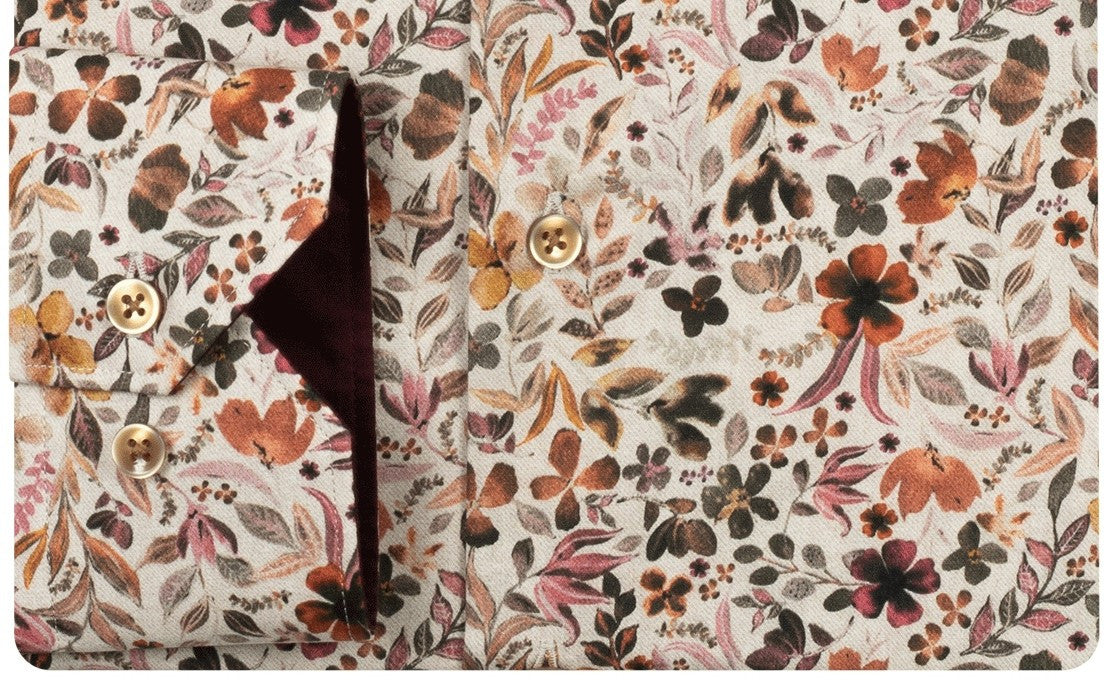 Brown Luxury Flower Print Shirt