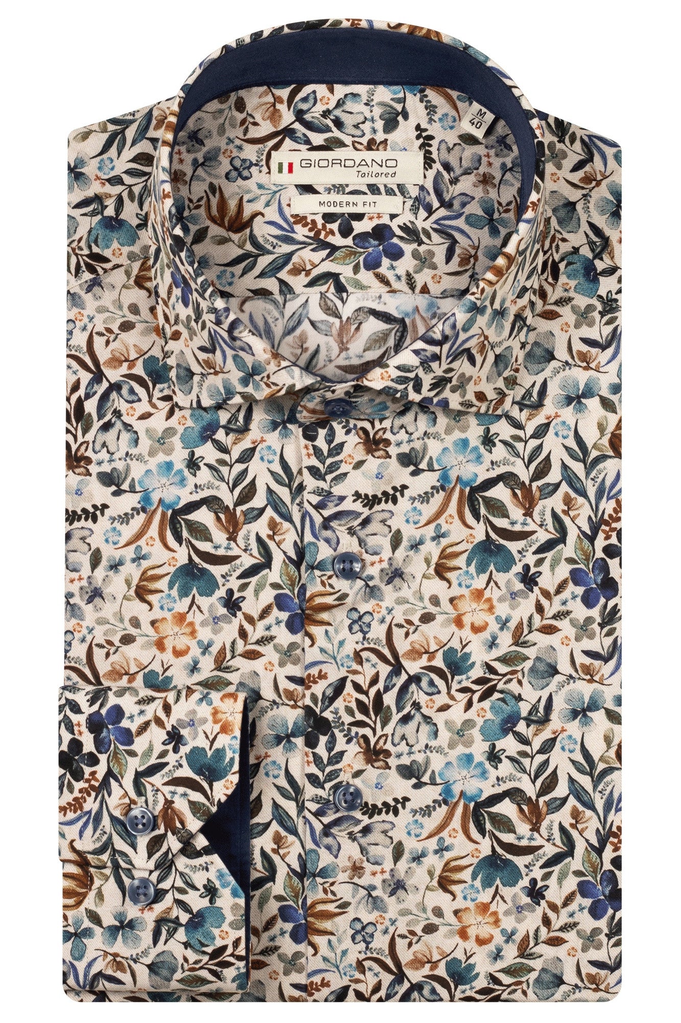 Blue Luxury Flower Print Shirt