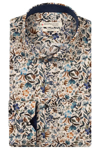 Blue Luxury Flower Print Shirt