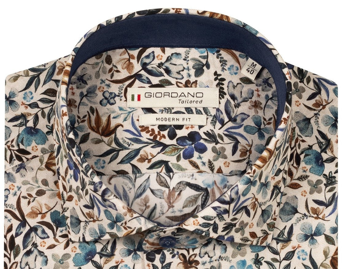 Blue Luxury Flower Print Shirt