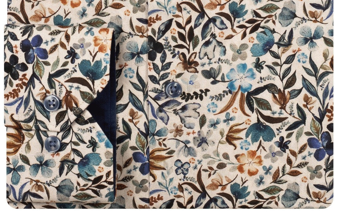 Blue Luxury Flower Print Shirt