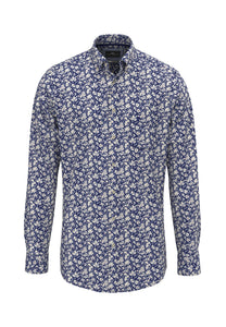 Blue Winter Flower Print Shirt