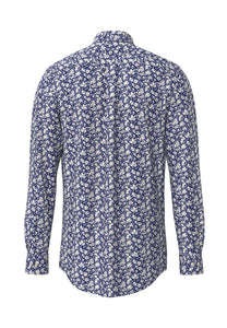 Blue Winter Flower Print Shirt