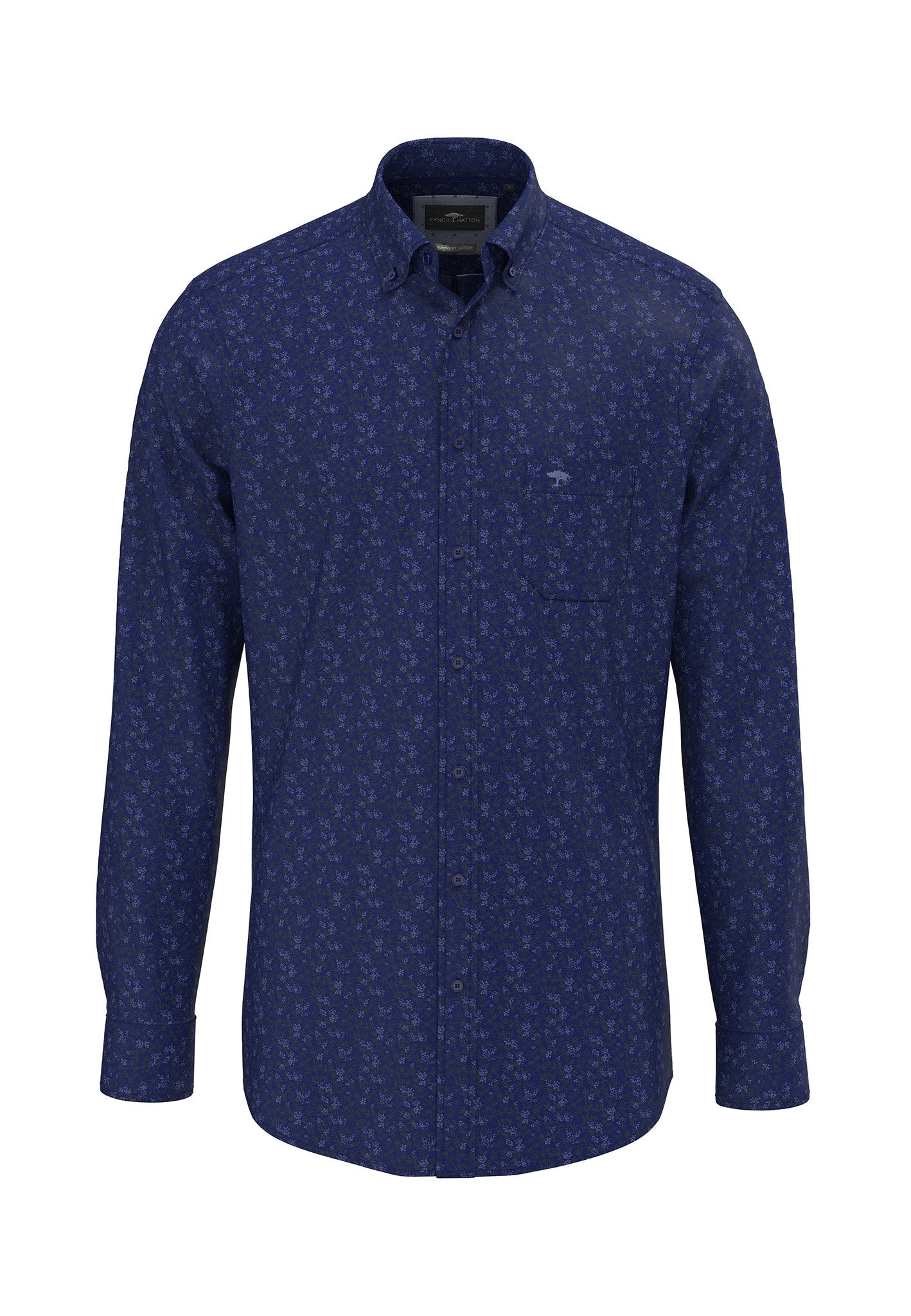Navy Winter Flower Print Shirt