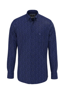 Navy Winter Flower Print Shirt