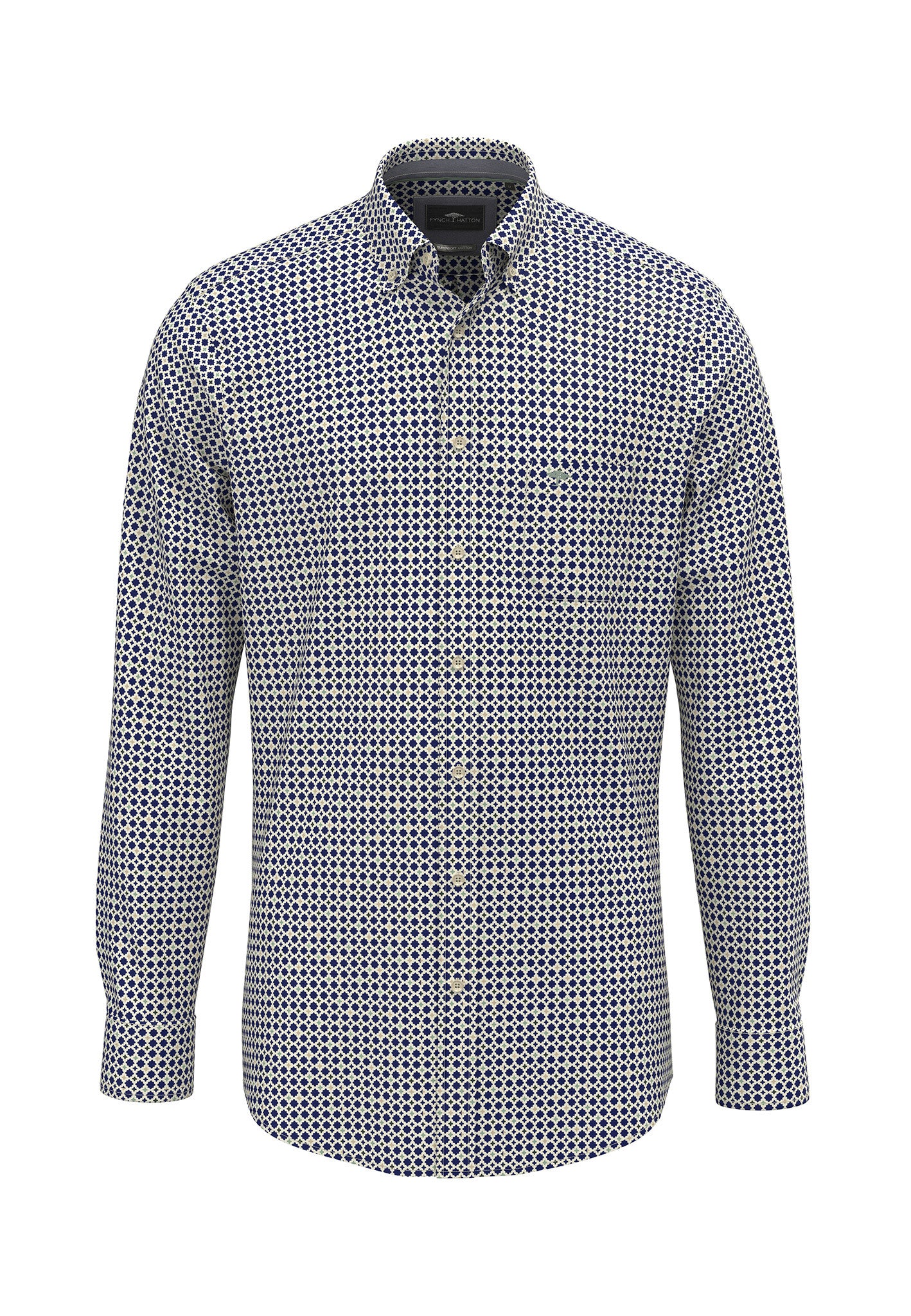 Blue Poplin Print Shirt